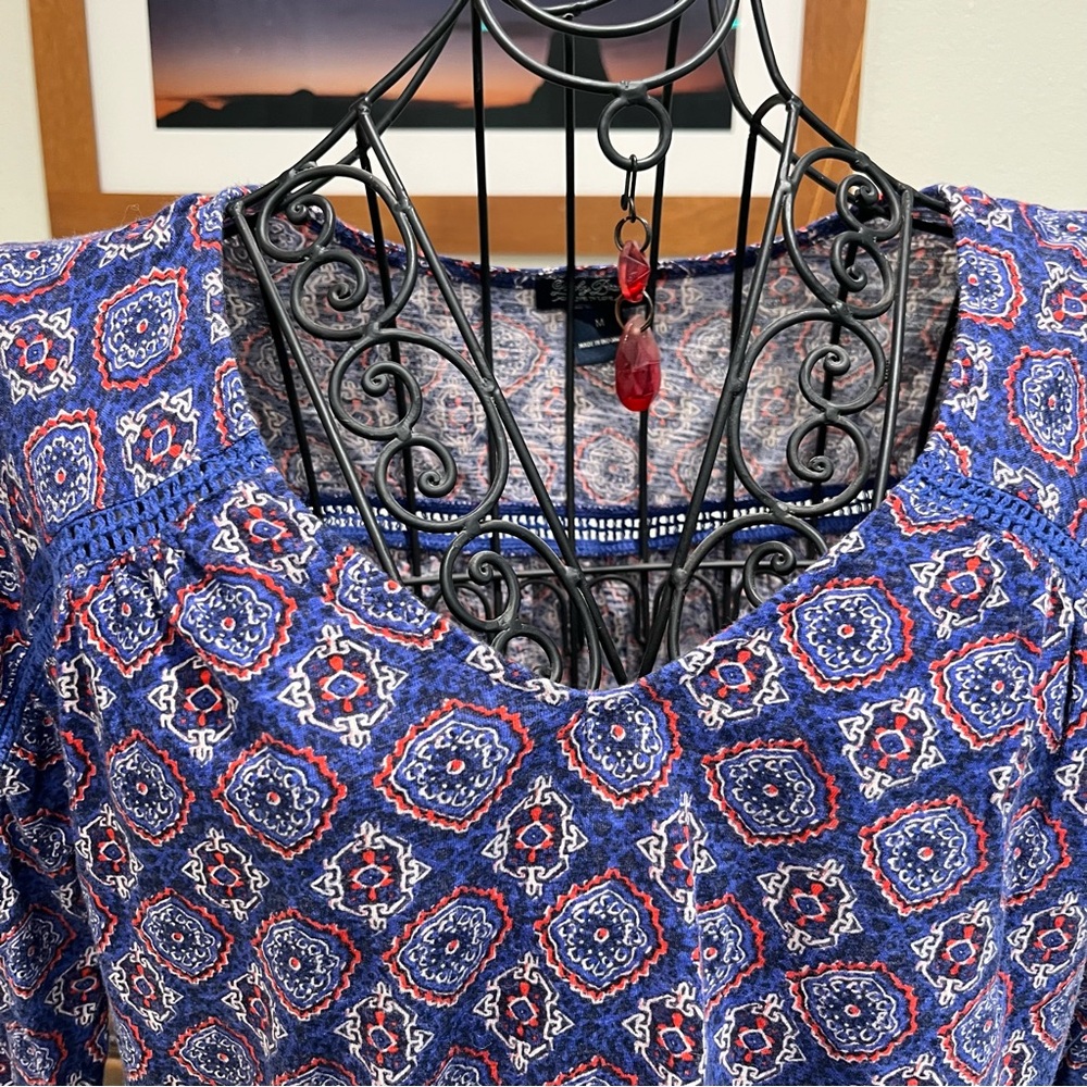 Lucky Brand Blue and Purple Blouse with Relaxed Fit (1-099) - Picture 4 of 9